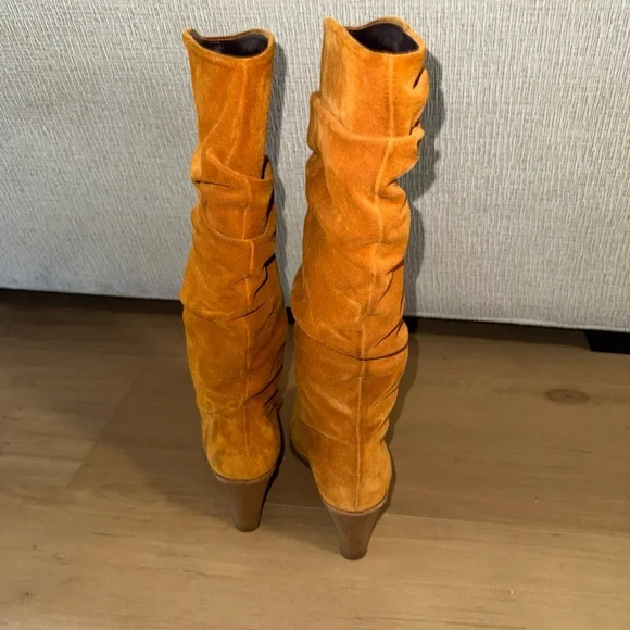 Salvatore Ferragamo orange Suede Wedge Boots - Picture 6 of 7